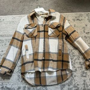 Tan Plaid Flannel Jacket